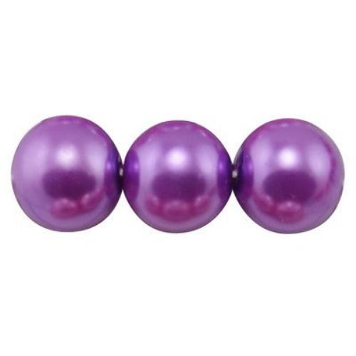 String  glass beads,  pearl balls 10 mm dark purple - 80 cm ~ 85 pieces