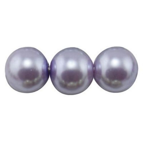 Pearl glass beads  strand, round glossy ball 10 mm, lavender - 80 cm, approx 85 pieces