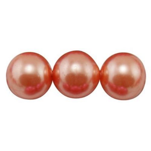 Glass round faux pearls  beads for jewelry making, DIY fringes of beads 12mm, coral ±80 cm, approx 72 pieces