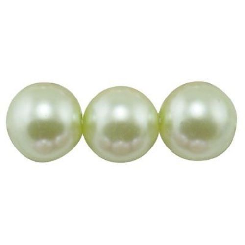 Painted round glass beads, pearl string 12mm, green melon - 80cm, approx 76 pieces