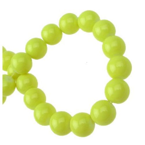 Glass beads strands for jewelry making, solid ball 10 mm yellow - 80 cm ~ 85 pieces