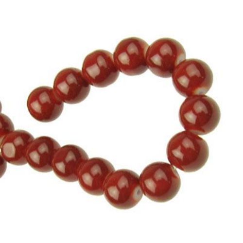 Round Glass Glazed Beads String for DIY Jewelry, 10 mm, Solid Dark Red -80 cm ~ 85 pieces