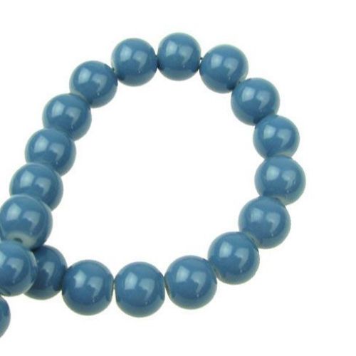 Round Glass Glazed Beads String for DIY Jewelry, 8 mm, Solid Blue Red -80 cm ~ 115 pieces