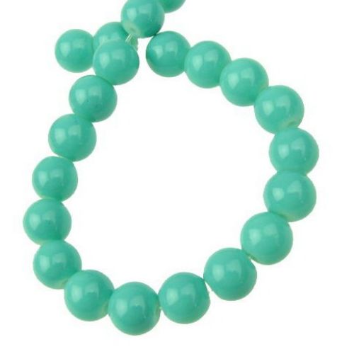 Glass beads glazed 8 mm dense turquoise -80 cm ~ 115 pieces
