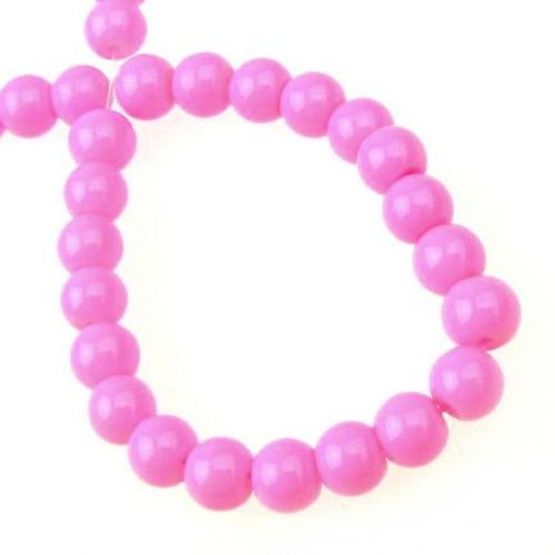 Opaque glass beads strands, solid ball  6 mm  pink - 80 cm ~ 150 pieces