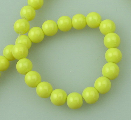 String glass beads, solid ball 6 mm yellow - 80 cm ~ 150 pieces