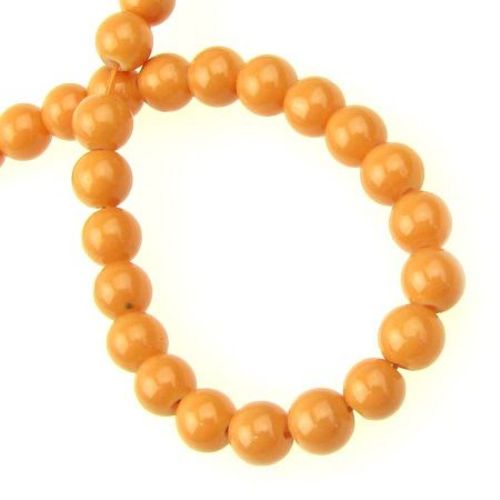 Glass beads strands for DIY necklaces, bracelets and garment accessories, solid ball 6 mm orange - 80 cm ~ 150 pieces
