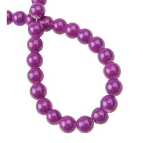 Solid glass beads strands for DIY accessories 6 mm purple - 80 cm ~ 150 pieces