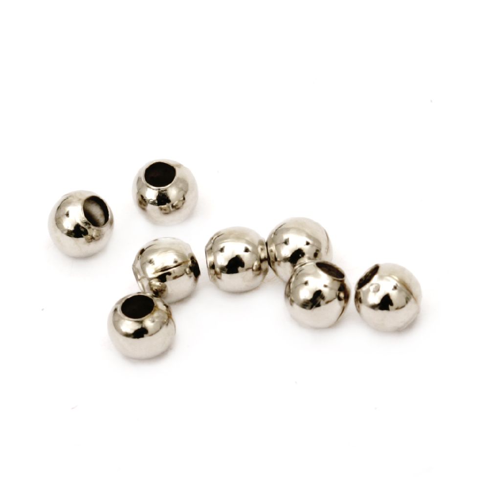 Metal Ball-shaped Spacer Beads, 3.2x2.5 mm, Hole: 1.3 mm, Silver Color  -200 pieces