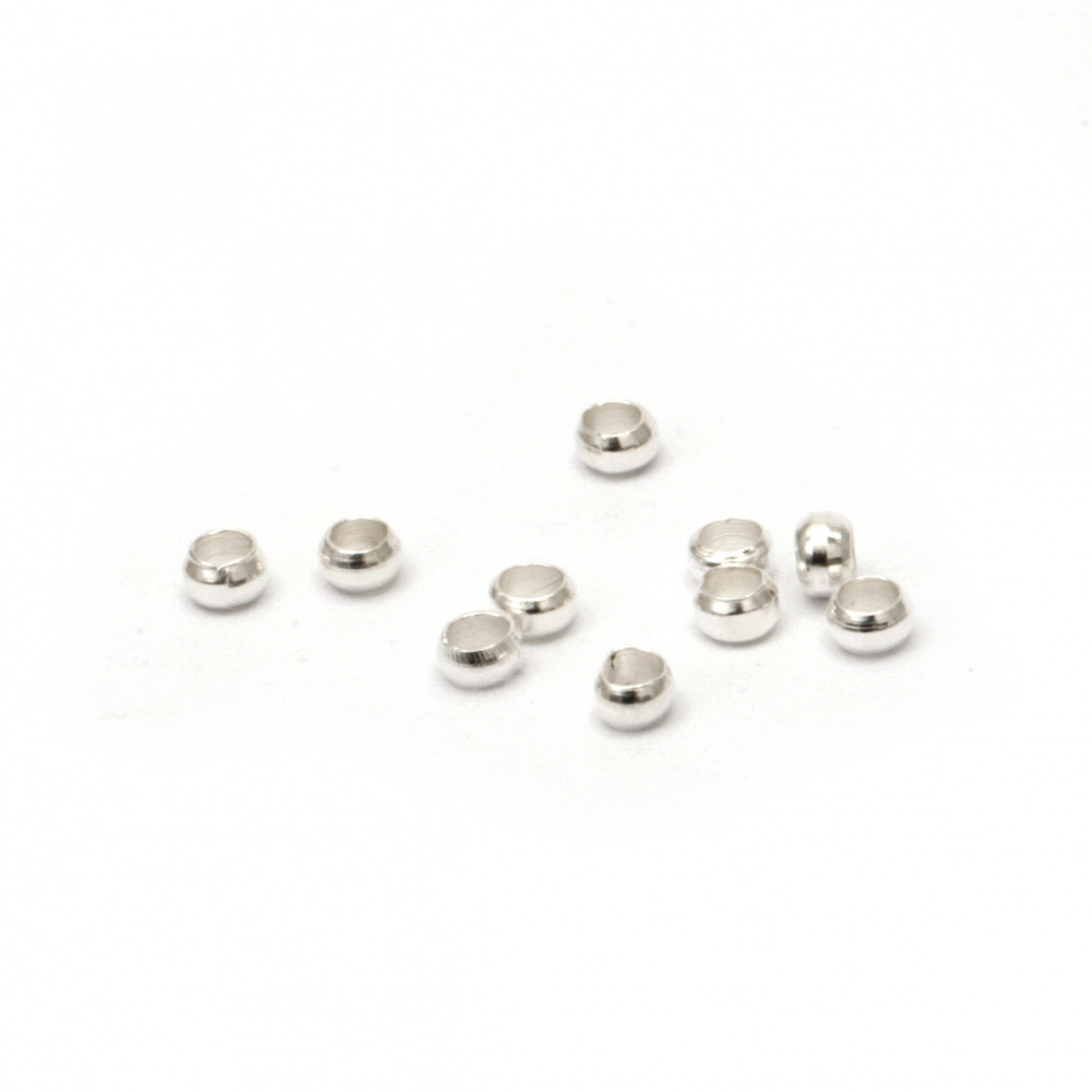 Round Steel Crimp Beads, Jewelry Making 2.5 hole 1.3 mm color white -200 pieces