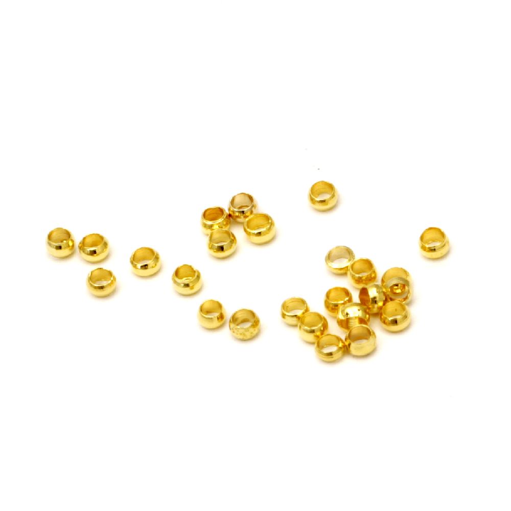 Jewelry Crimp Beads, 2.5 hole 1.3mm color gold -200 pieces