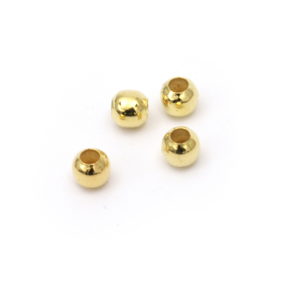 Plain metal ball for DIY necklaces, bracelets and garment accessories 5 mm hole 2 mm gold color - 100 pieces