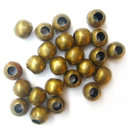 Metal chrome ball for necklaces, bracelets, belt ornaments - 8x4 mm hole - 50 pieces