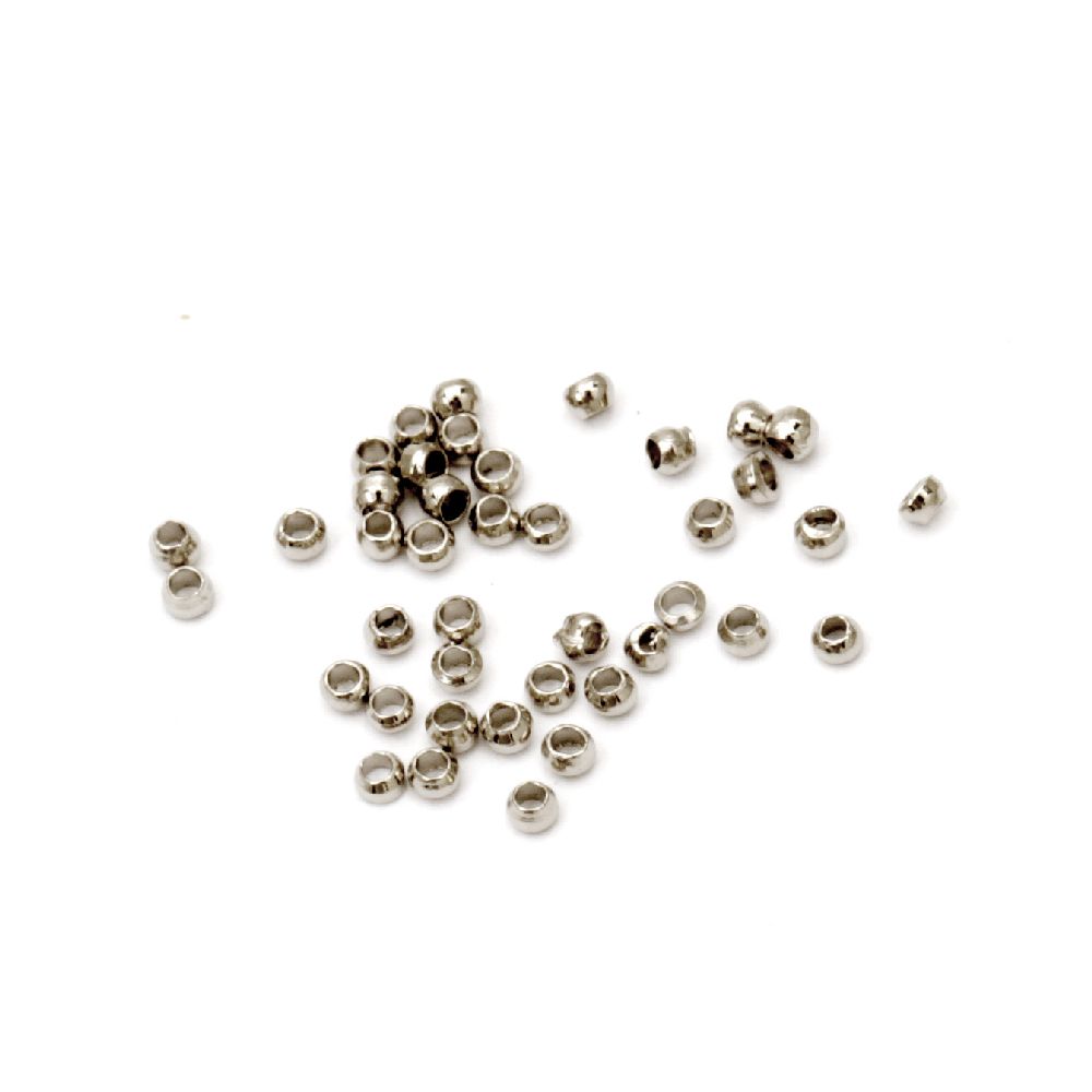 Round Steel Crimp Beads, Jewelry Making 1.5 hole 1 mm color silver NF -200 pieces