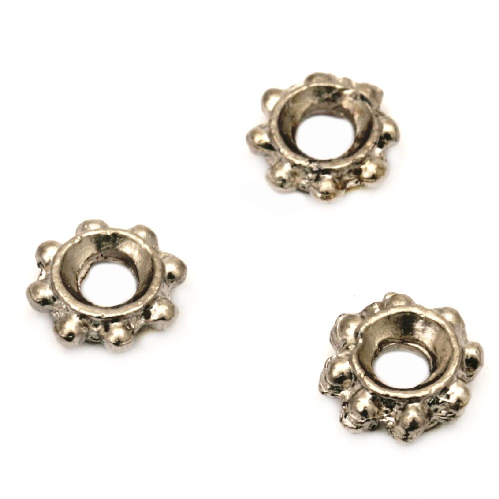 Perle șaibă metalică 8x3 mm gaură 3 mm culoare argint vechi -20 bucăți