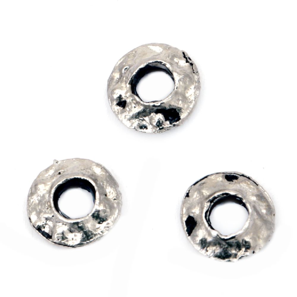 Margele metalică cu saiba 7x2 mm gaură 3 mm culoare argintiu vechi -20 bucăți