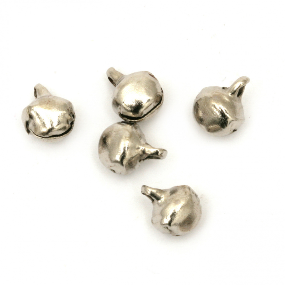 Metal Jingle bell for jewelry making and DIY decorations 6x6x8 mm hole 1.5 mm color silver - 50 pieces