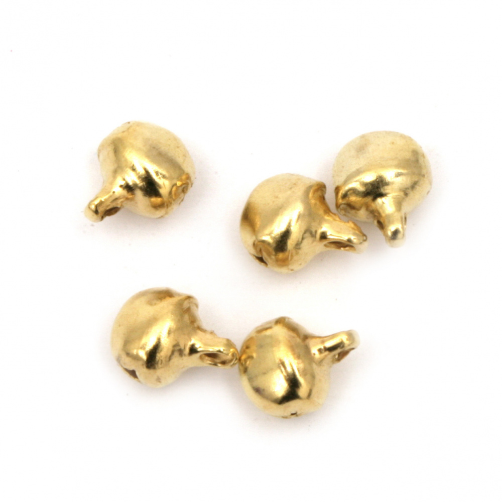 Metal Jingle bell for jewelry making and DIY decorations 6x6x8 mm hole 1.5 mm first quality color old gold - 50 pieces