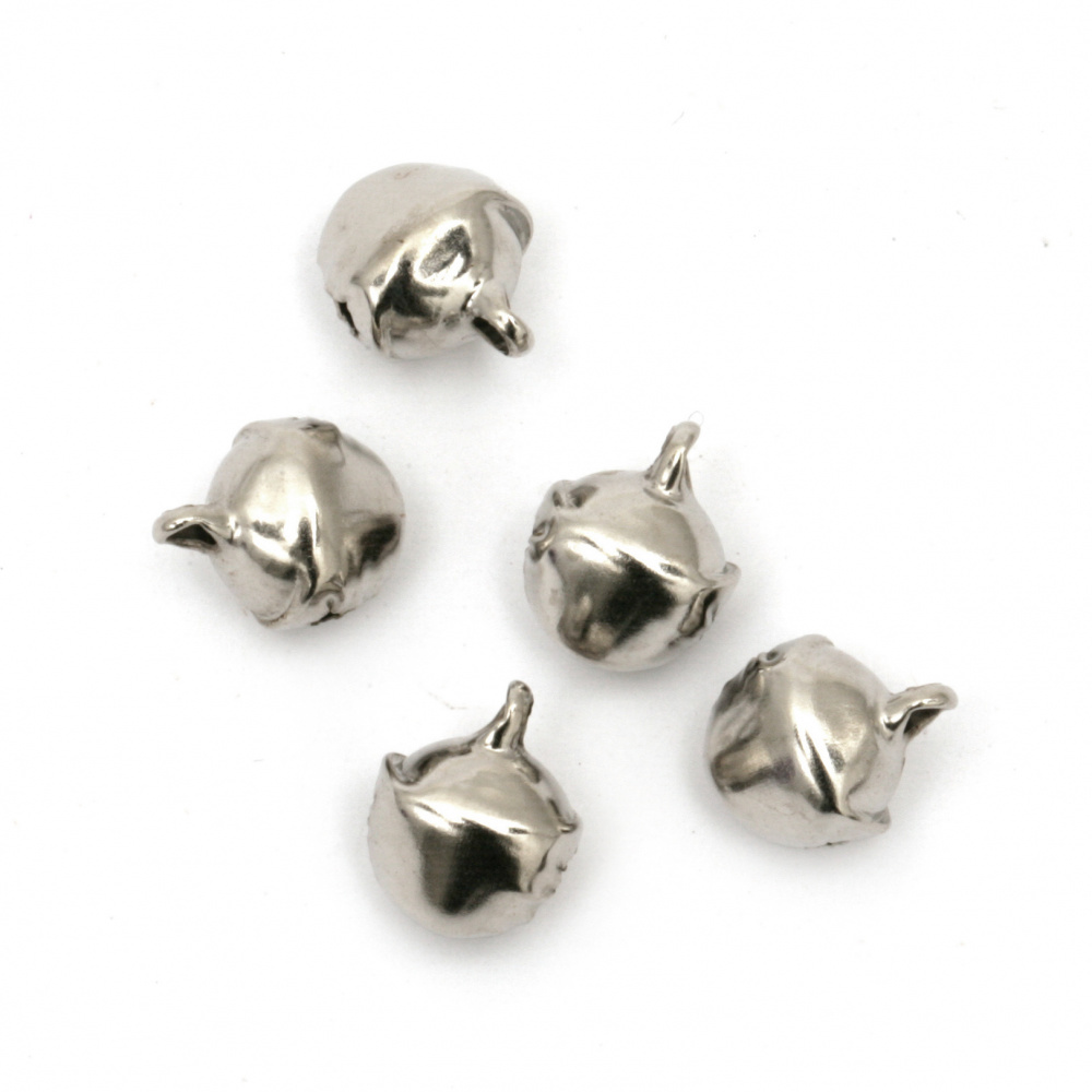 Metal Jingle bell for jewelry making and DIY decorations 8x7x10 mm hole 1.5 mm first quality color silver - 50 pieces