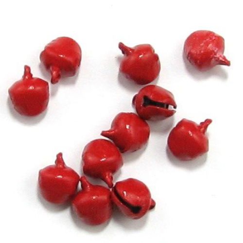 Metal Jingle bell for jewelry making and DIY decorations 10x11 mm hole 2 mm color red - 50 pieces