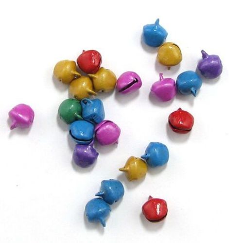 Bell metal 8x10 mm hole 1.5 mm color mix -50 pieces