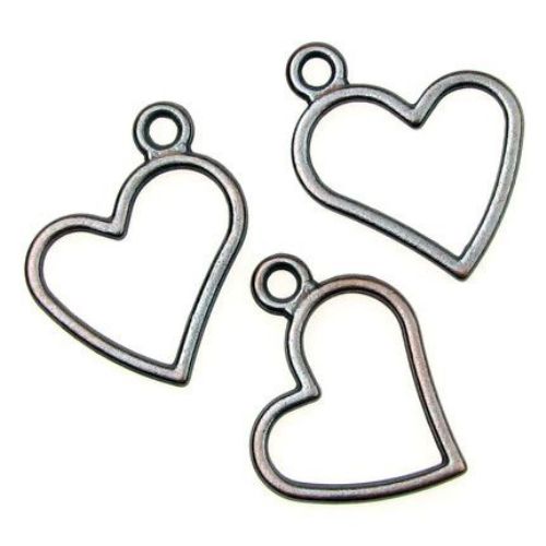Metal heart outline,  charm bead 29x23.5x2 mm hole 2.5 mm color copper - 10 grams ~ 7 pieces