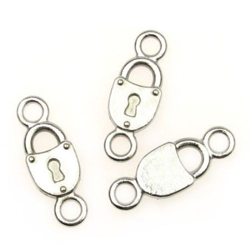 Metal Connector Beads / Padlock, Link Charms for DIY Bracelet Necklace Jewelry Making, 13 mm, Silver -10 grams