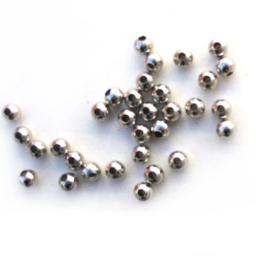 Shiny metal silver ball beads for DIY home decor projects - 6x2 mm hole - 50 pieces