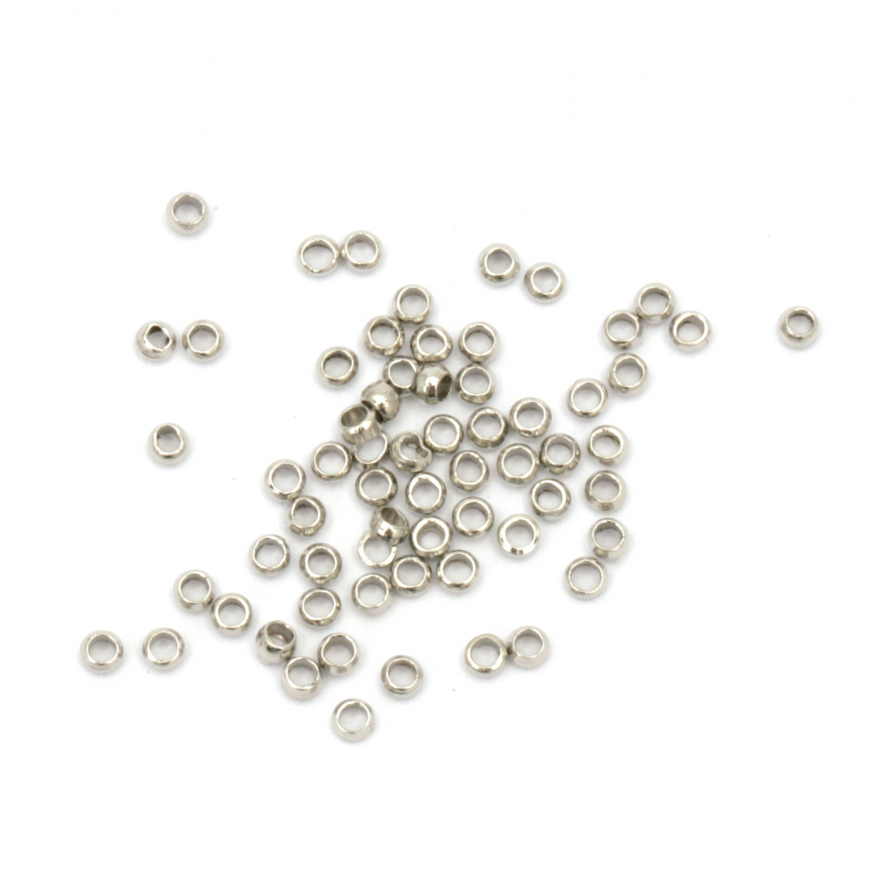 Round Steel Crimp Beads, Jewelry Making 2mm hole 1mm color silver -200 pieces