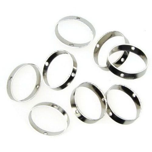 Ring metal 12x16 mm oval color silver -10 pieces