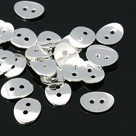 Margele metalic cu nasture 10x14x1 mm gaură 1 mm culoare alb -5 bucăți