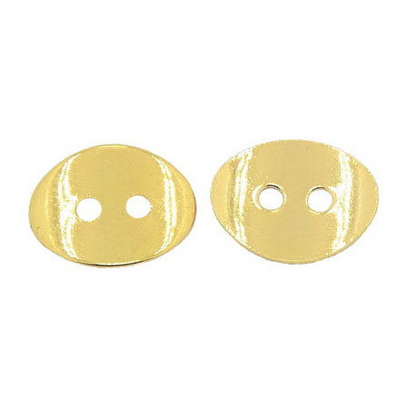 Oval metal button bead 10x14x1 mm hole 1 mm color gold - 5 pieces