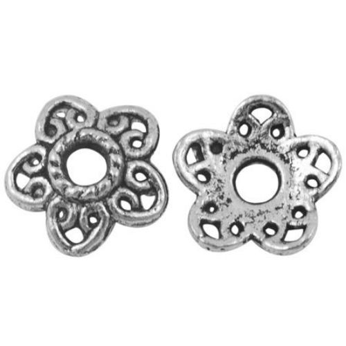 Beaded metal flower Jewelry Making 12x11.5x3 mm hole 3 mm -10 pieces