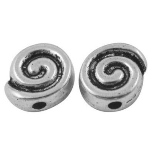 Margele metalica  spiral  9x8x3,5 mm gaură 2 mm -10 bucăți