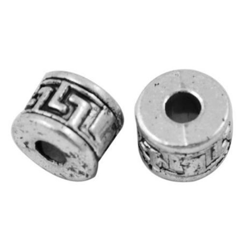 Antique Silver Metal Beads / Cylinder, DIY Jewelry Findings, 9x6.5 mm, Hole: 3.5 mm -10 pieces