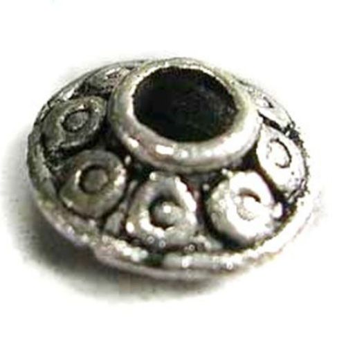 Margele metalica disc 6,5 mm gaură 1,2 mm culoare argintiu -20 bucăți