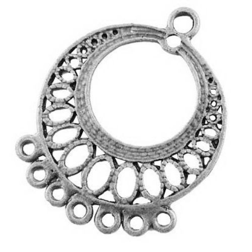 Vintage Hoop Earring Charm, Earring Connector, 37.5x29 mm, Hole: 2.5 mm, Antique Silver - 4 pieces