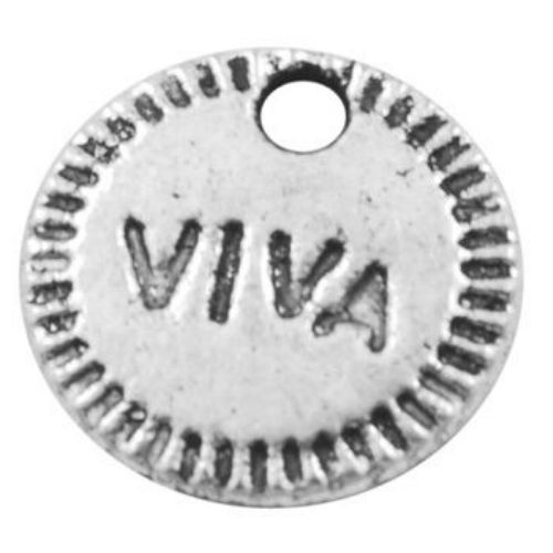 Висулка метална 10x1 мм дупка 1.5 мм цвят сребро -20 броя