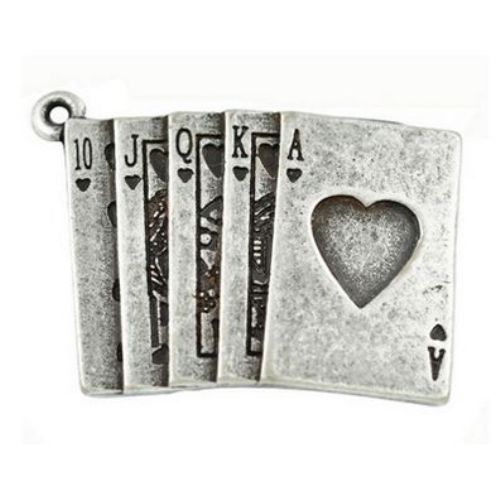 Carduri metalice pandantive 30x22x2 mm gaură 2 mm culoare argint -2 piese