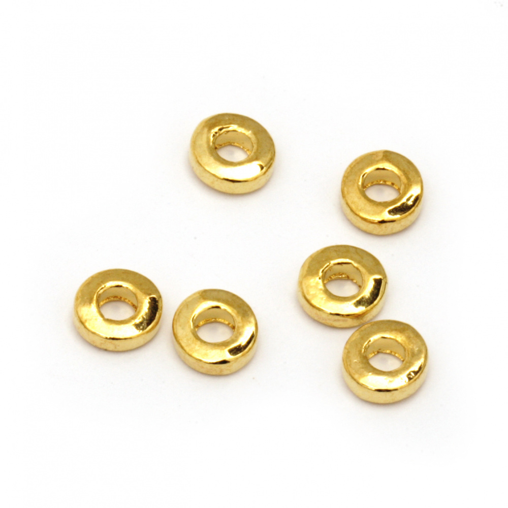 Margele metalica saibă 6x2 mm gaură 3 mm culoare auriu -20 bucăți