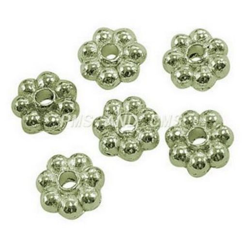 Shiny metal flower bead 4.5x2 mm hole 1 mm color chrome NF - 50 pieces