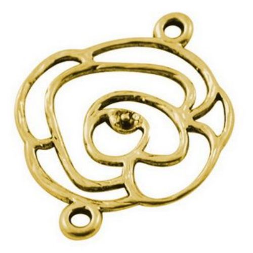 Connecting element  flower 26x20x1 mm color old gold -10 pieces