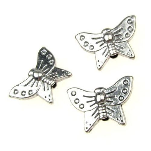 Metal Butterfly Beads, Spacer Charms for DIY Jewelry Making, 16x12x4 mm, Hole: 1.5 mm, Silver -10 pieces