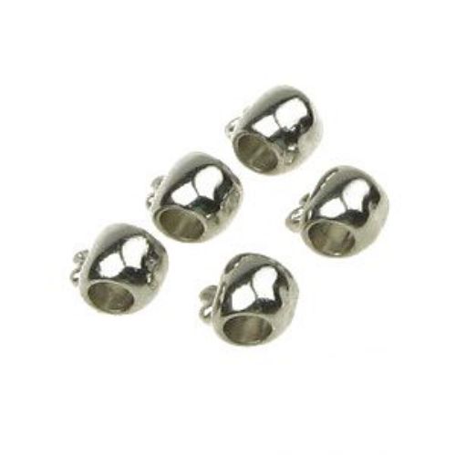Margele metalică măr 8x11x8 mm gaură 4 mm culoare argintiu -10 bucăți