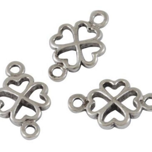 Connecting element metal figurine 12x7x2 mm hole 1 mm color silver -2 pieces