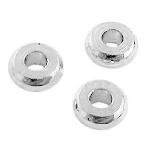 Margele saibă metalică gaura 4x1,9 mm 1,2 mm culoare alb -20 bucăți