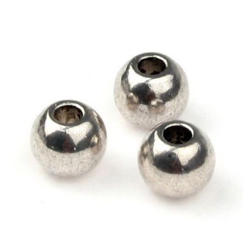 Round Metal Beads, Spacer Beads for DIY Jewelry, 14x12 mm, Hole: 5 mm, Silver