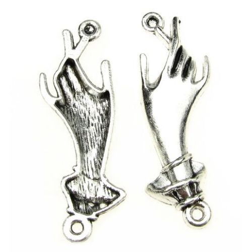 Connecting element metal hand 45x18 mm hole 1.5 mm color silver -2 wrinkles