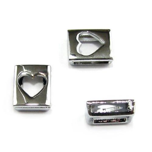 Heart metal bead for stringing, DIY accessories making 10 mm hole 8 mm