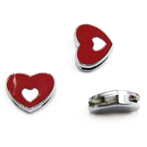 Heart for stringing metal 12 mm hole 8 mm